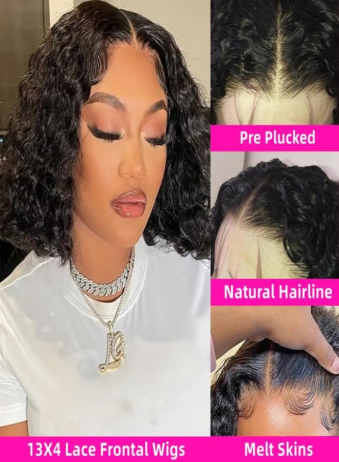Superfect Bob Wig Human Hair 10 Inch 13x4 Deep Curly Lace Front Wigs for Black Women 180% Density Short Deep Wave Bob Wigs Transparent Pre Plucked Frontal Wigs Human Hair - Image 2